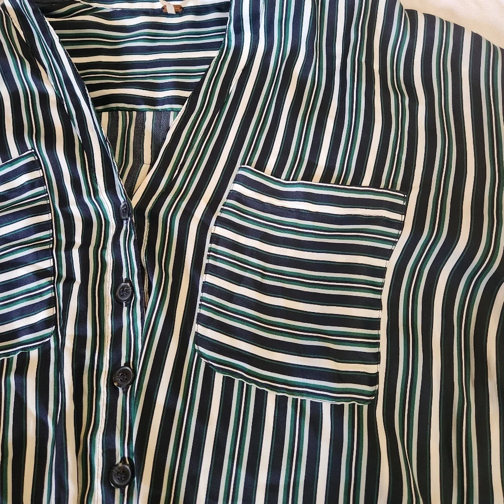 Free People Striped Blouse Size Large Boho Flowy Lightweight Top